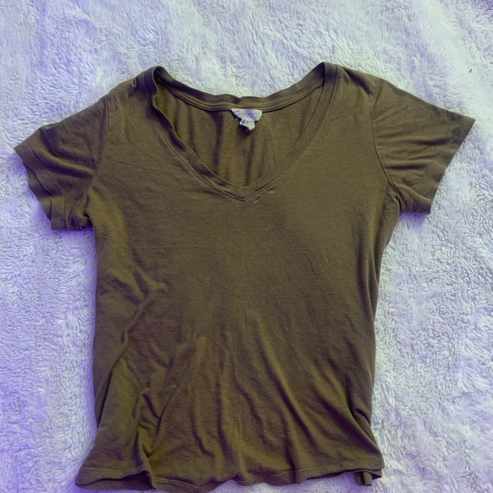 Olive Green V-Neck Tee Forever 21